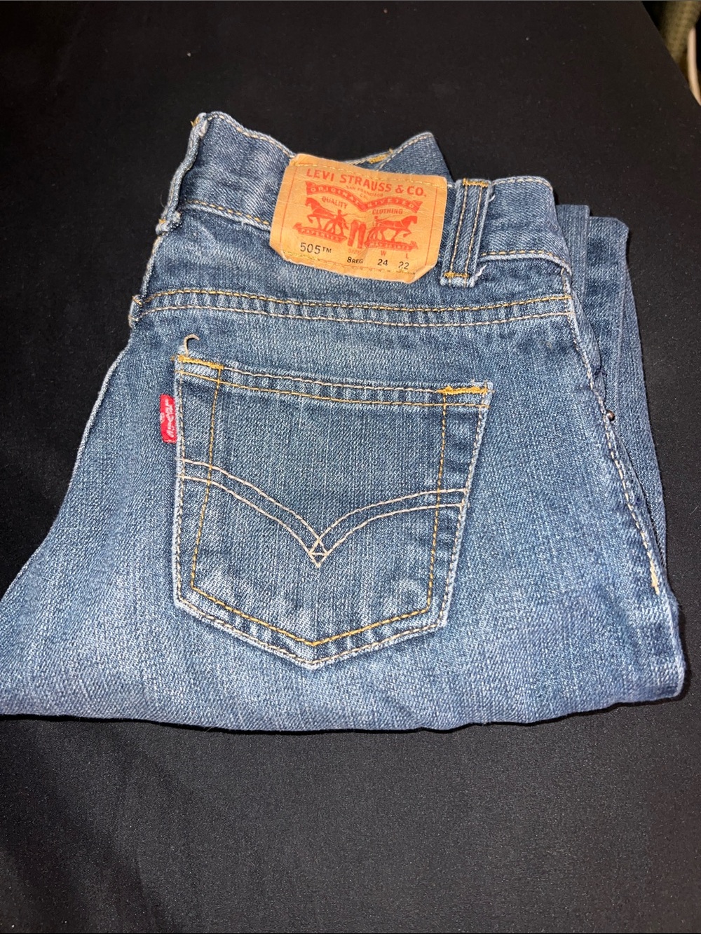 Levi's 505™ Straight Indigo Denim Jeans with Gold Stitching